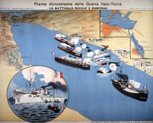 Guerra italo-turca: battaglia navale a Kufindah, vicino al Mar Rosso da Italian School