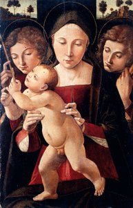 Italia, Assisi, Madonna col Bambino e due angeli da Italian School