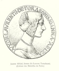 Jeanne Albizzi, moglie di Lorenzo Tornabuoni, Gabinetto delle Medaglie di Parigi (incisione)
