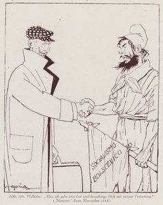 Il Kaiser Guglielmo II consegna il potere al socialismo bolscevico (litografia) da Italian School