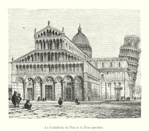 La Cattedrale di Pisa e la Torre pendente (incisione) da Italian School