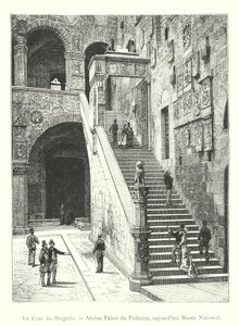 La corte del Bargello, antico palazzo del Podestà, oggi Museo Nazionale (incisione)