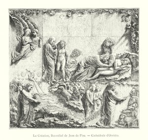 La Creazione, Bassorilievo di Giovanni Pisano, Cattedrale di Orvieto (incisione) da Italian School