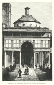 La facciata della Cappella dei Pazzi, Chiostro di Santa Croce (incisione) da Italian School