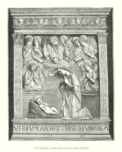 La Natività, Bassorilievo di Luca della Robbia (incisione) da Italian School