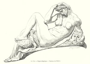 La Nuit, Figura allegorica, Tomba dei Medici (incisione) da Italian School