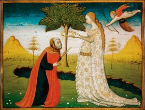 Laura de Noves (1308-1348) incorona il poeta Francesco Petrarca da Italian School