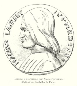 Lorenzo il Magnifico, di Niccolò Fiorentino, Gabinetto delle Medaglie di Parigi (incisione)
