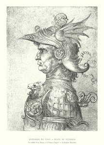 Leonardo da Vinci, Busto di Guerriero, Fac-simile di un Disegno a Punta d