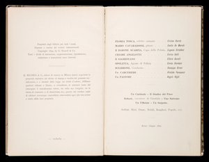 Libretto della Tosca di Giacomo Puccini, Edizione Ricordi, Italia da Italian School