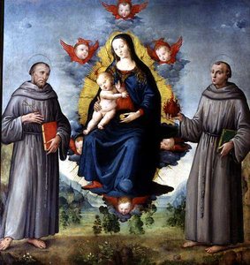Madonna col Bambino, affiancata dai SS Francesco d