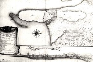 Mappa della fortezza di Modon, Morea da Italian School