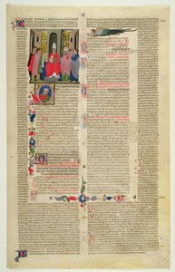 Marlay Cutting IT.3: Foglio con miniatura dal Decretum di Graziano che mostra il caso del vescovo accusato di peccato carnale da Italian School