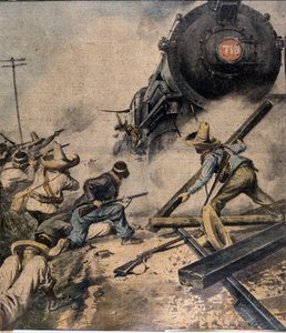 Rivoluzione messicana: i ribelli assaltano un treno Illustrazione di Abbo in "L