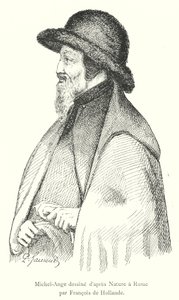 Michelangelo disegnato dal vivo a Roma da Francesco d
