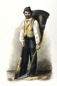 Mestiere milanese: uno spazzino. Incisione di Locarno del 1830