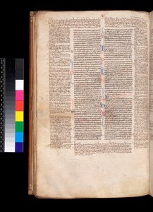 Ms 213. Gregorio IX, Decretali con Apparato di Bernardo Botone di Parma, F.93v. Testo principale in scrittura gotica (littera rotunda)