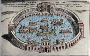 Naumachia, combattimento navale in un anfiteatro a Roma.