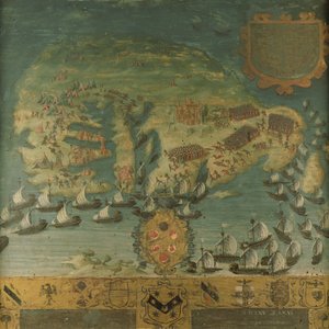 Vittoria navale di Don Garcia de Toledo a Malta (Biccherna), 1565 da Italian School