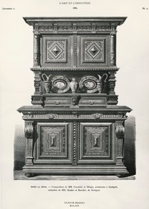 Credenza in quercia progettata a Stoccarda, illustrazione da L