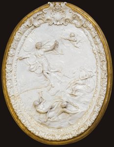 Uno di una serie di quattro placche ovali modellate di Doccia, metà XVIII secolo da Italian School