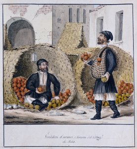 Venditori di arance e limoni di Milis in Sardegna, ms.258 stampato, Collezione Luzzetti da Italian School