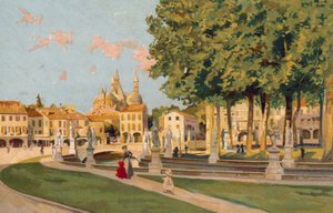 Padova / Padua: Piazza Vittorio Emanuele, Prato della Valle (chromolitho) da Italian School