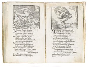 Pagina da "Sonetti Lussuriosi" di Pietro Aretino, illustrata da Giulio Romano e incisa da Marcantonio Raimondi, pubblicata a Venezia, c.1527