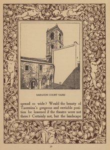 Pagina della brochure del San Domenico Palace Hotel, Taormina (litografia) da Italian School