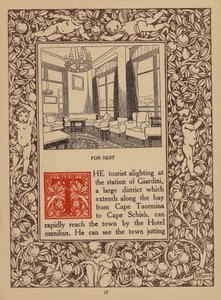 Pagina della brochure del San Domenico Palace Hotel, Taormina (litografia) da Italian School