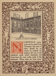 Pagina della brochure del San Domenico Palace Hotel, Taormina (litografia) da Italian School