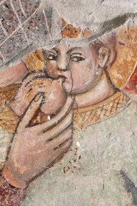 Particolare Madonna che allatta il Bambino; affresco da Italian School