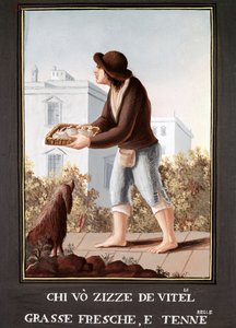 Vecchi mestieri napoletani: il venditore di mammelle di mucca (acquerello del XIX secolo) da Italian School