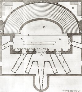 Piano del Teatro Olimpico, Vicenza, progettato da Andrea Palladio, costruito nel 1580-85 da Italian School