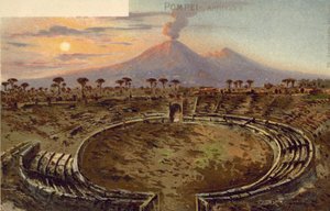Pompei, Italia, Anfiteatro (litografia a colori) da Italian School