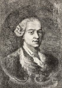Ritratto di Carlo Goldoni (1707-1793), drammaturgo italiano, incisione di Marco Pitteri da un dipinto di Giambattista Piazzetta e disegno di E Ximenes da Italian School