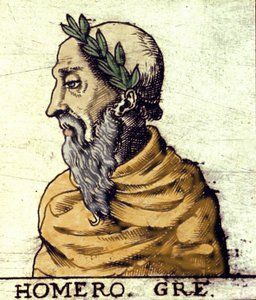 Ritratto di Omero (IX secolo a.C.). Incisione del 1560 dall