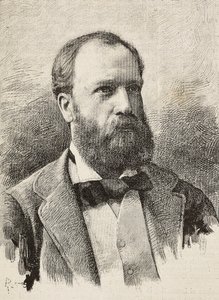Ritratto di Karl Hillebrand (1829-1884), storico tedesco, incisione di Riera da fotografia di Schemboche, da L