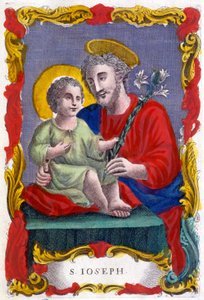 Ritratto di San Giuseppe e Gesù Bambino, immagine pia, Italia
