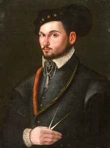 Ritratto di un navigatore con i suoi compassi per tracciare una rotta, c.1560 da Italian School