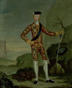 Principe Carlo Edoardo (Bonnie Prince Charlie, 1720-88) in tartan da Italian School
