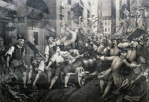 Rivolta nel quartiere di Portoria a Genova contro gli austriaci nel 1746, guidata da Giovan Battista Perasso (1735-1781) noto come Balilla
