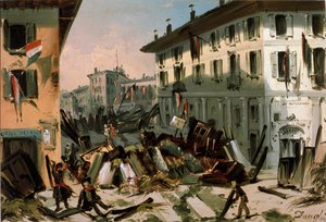 Rivoluzioni del 1848, Cinque Giornate di Milano: barricate in corso di porta Vercellina da Italian School