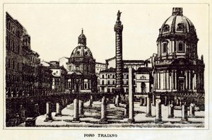 Roma: Foro Traiano (litografia) da Italian School