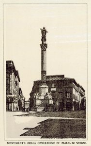 Roma: Monumento della Concezione in Piazza di Spagna (litografia) da Italian School