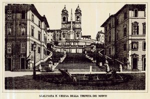 Roma: Scalinata e Chiesa della Trinità dei Monti (litografia) da Italian School