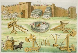 Soldati romani che assediano una città, tavola 23B, classe 5 da Parte I di La storia delle nazioni, inciso da A. Nani da Italian School