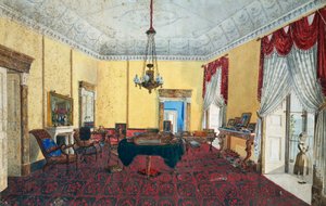 Interno di una stanza con vista sul Golfo di Napoli da Italian School