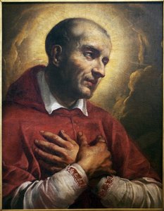 San Carlo Borromeo (1538-1584). Frammento di un dipinto anonimo di Napoli (Italia), olio su tela XVII secolo. Museo delle Belle Arti di Angers