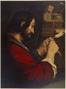 San Marco che intaglia una penna - in "Aurea Bibbia classica: storia della rivelazione divina nell